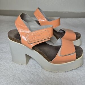 Miista Chunky High Heel Sandals Platform Shoes Womens Size 40 (US 9.5) Orange